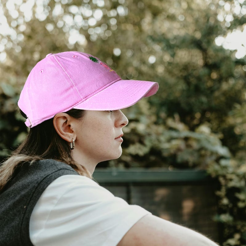 RLQWTKV Flamingo Beach Palm Tree Baseball Hat for Women Men Bees Adjustable Embroidered Cap - Image 4